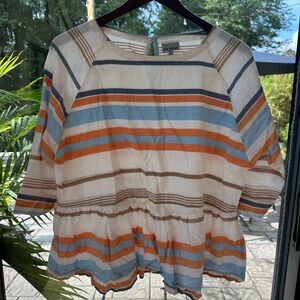 Anthropologie Striped Peplum Top
